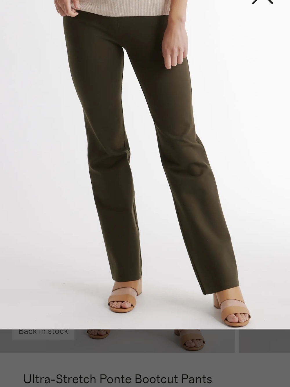 Ultra-Stretch Ponte Bootcut Pants Olive Quince Size Large NWT